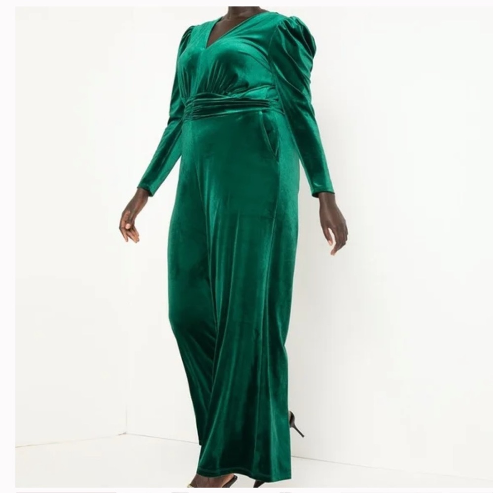 NWT Eloquii Green Velour Jumpsuit Size 16